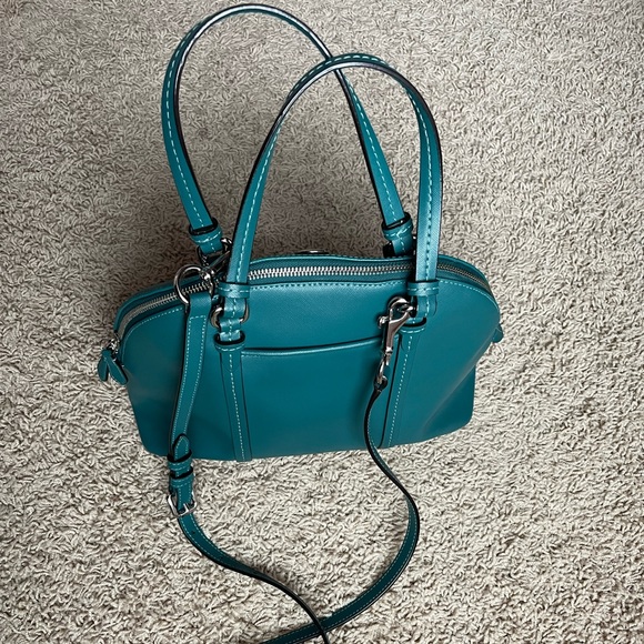 Coach Peyton Teal Green Leather Bag - Picture 3 of 10